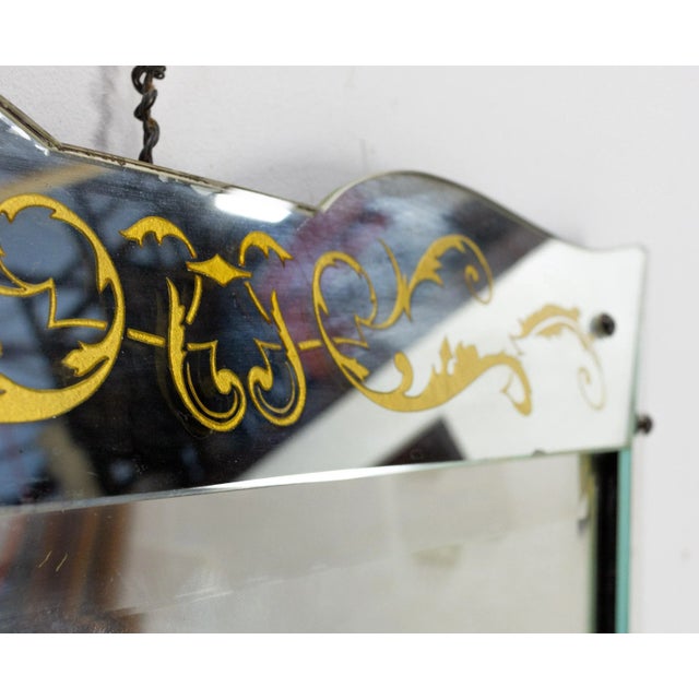 Italian Venice Wall Mirror in Glass Frame with Vegetal Patterns, 1940 For Sale - Image 6 of 7