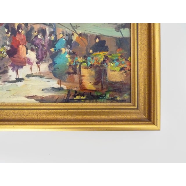 1980s Unknown, Market Scene, 1980s, Oil on Cardboard and Wood For Sale - Image 5 of 8