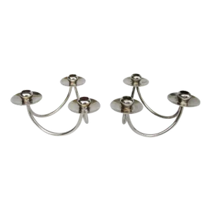 Vintage C.1960's (Denmark)- Selandia Silver Plate Danish 3-Candle Candelabra -A Pair