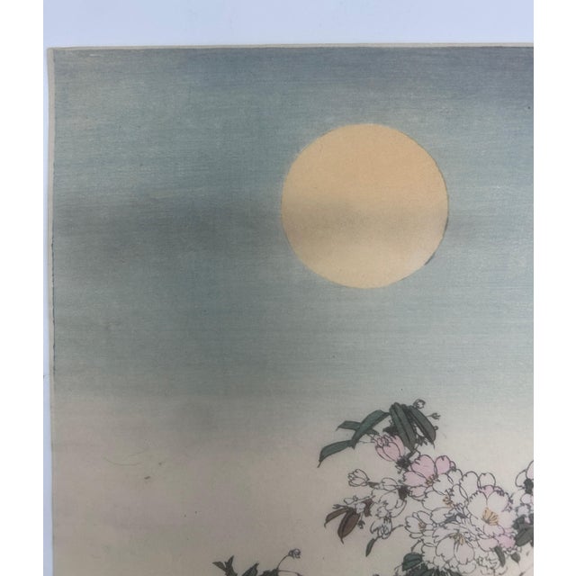 19th Century Antique Japanese Blossoms in Moonlight Ink Woodblock Print by Kason For Sale - Image 12 of 12