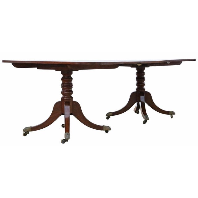 Large Antique Georgian Twin Pedestal Extending Dining Table in Mahogany, 19th Century For Sale - Image 3 of 11
