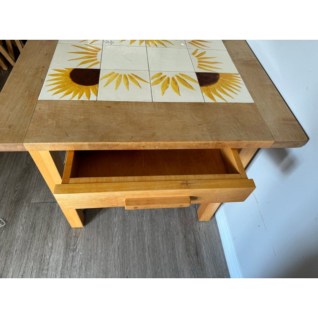 1990s Hand Painted Tile Top Table - Vintage - Sunflower Theme For Sale - Image 5 of 7