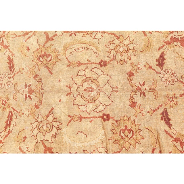 Beige Vintage Pale Beige Background Botanic Indian Amritsar Carpet For Sale - Image 8 of 8