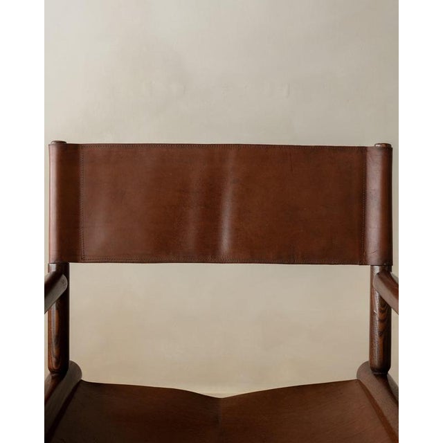 Italian Modern Directors Chair in Wood & Leather, 1980s For Sale - Image 12 of 18
