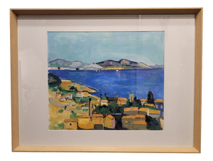 After Paul Cézanne, The Bay of Marseille, View from L'estaque, 1920s, Gouache on Paper, Framed