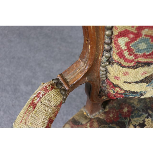 Set 4 Antique Fantastic Louis XV Style Needle Point Side Chairs For Sale - Image 4 of 16