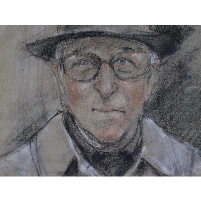 Japanese School Artist, Portrait of a Gentleman in Montmartre, Paris, 1972, Mixed Media on Paper For Sale - Image 7 of 15