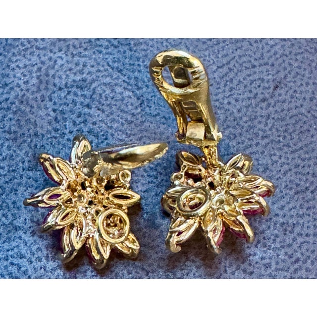 1.6Ct Natural Marquise Ruby& .80 Ct Diamond Clip on Earring 18 KYG For Sale - Image 12 of 18