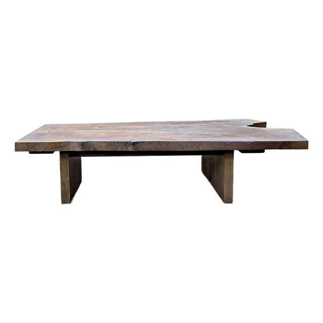 Attributed Hudson Furniture Single Walnut Slab Coffee Table For Sale