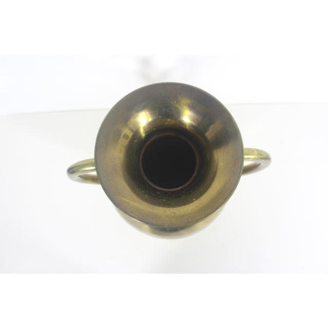 Vintage Large Brass Vase With Handles For Sale - Image 4 of 11