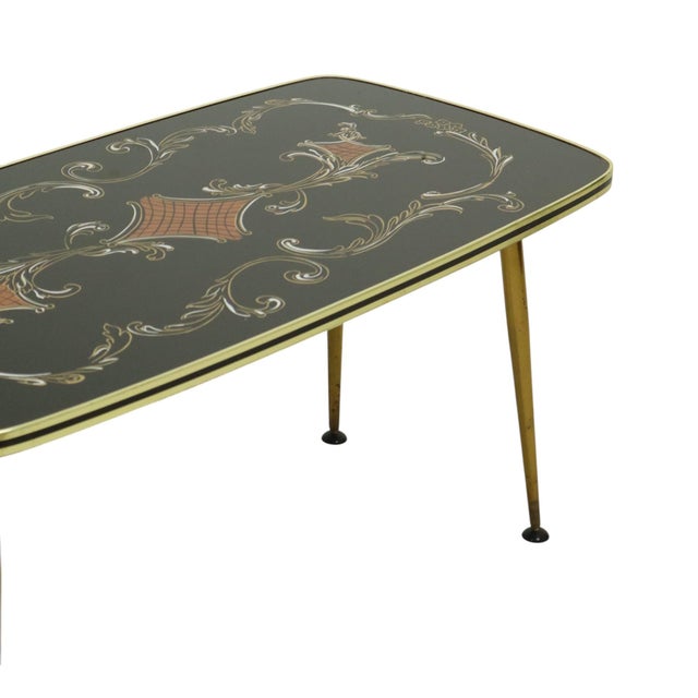 1950s Vintage Rockabilly Glass Coffee Table with Conical Gold Legs, 1950s For Sale - Image 5 of 15