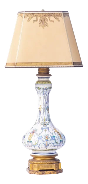 Vintage Italian Hand Painted Porcelain Bronze Mounted Lamp