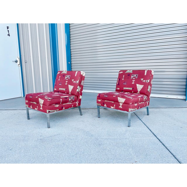 Mid-Century Modern 1970s Mid Century Chrome Lounge Chairs Styled After Florence Knoll- Set of 2 For Sale - Image 3 of 14
