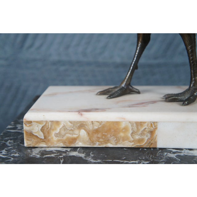 1920s Antique French Art Deco Bronze Pheasant Sculpture Marble Plinth Statue For Sale - Image 12 of 12