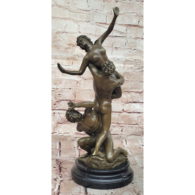 Traditional Abduction of the Sabine Women by Giambologna Nude Bronze Sculpture Statue Greek Mythology For Sale - Image 3 of 10