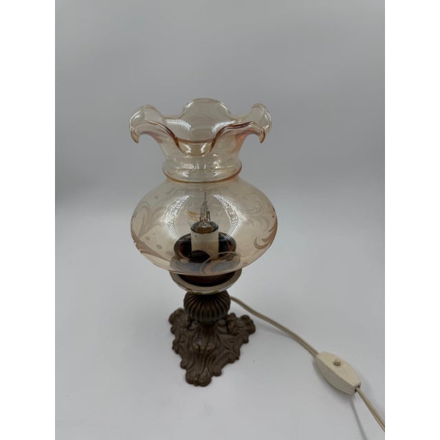 Table Lamp with Cast Brass Base and Glass Shade For Sale - Image 6 of 16