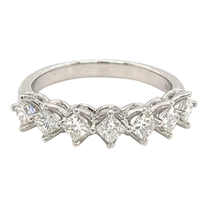 18k White Gold Princess Cut Natural Diamond Half Eternity Band Ring, Size 6
