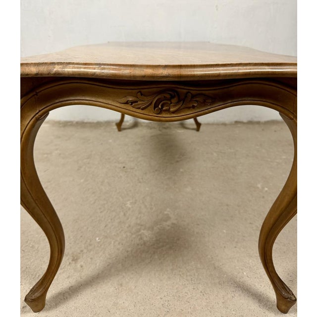 French Louis XV Style Coffee Table with Marble Top, 1940 For Sale - Image 11 of 15