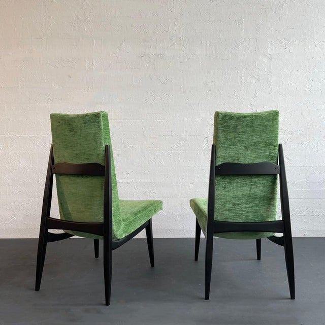 Pair of Mid-Century Modern Highback Accent Chairs, Two-Tone Upholstery For Sale - Image 12 of 12