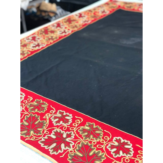 Black Large Antique Embroidered Textile Wall Hanging With Raised Floral Border — Possibly Portuguese For Sale - Image 8 of 13