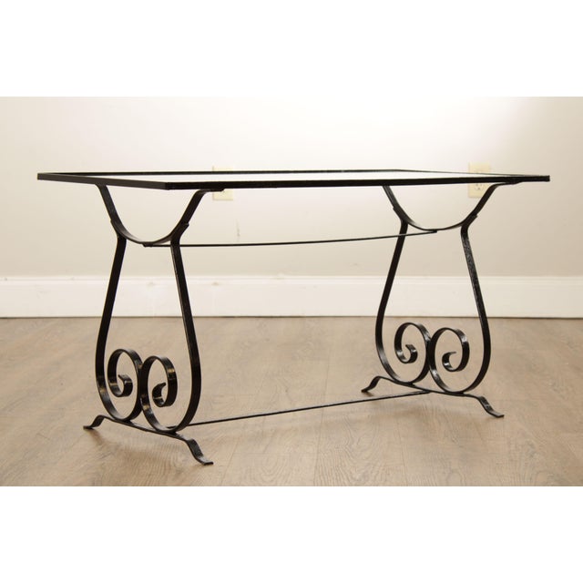 Vintage Wrought Iron Scroll Glass Top Cocktail Table Chairish