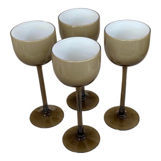 Carlo Moretti Smokey Taupe Tall Wine Glasses - Set of 4 For Sale
