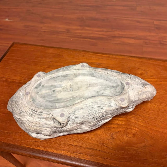 Organic Modern Sculptural Ceramic Driftwood Form Centerpiece Bowl With Red Glaze For Sale - Image 9 of 10