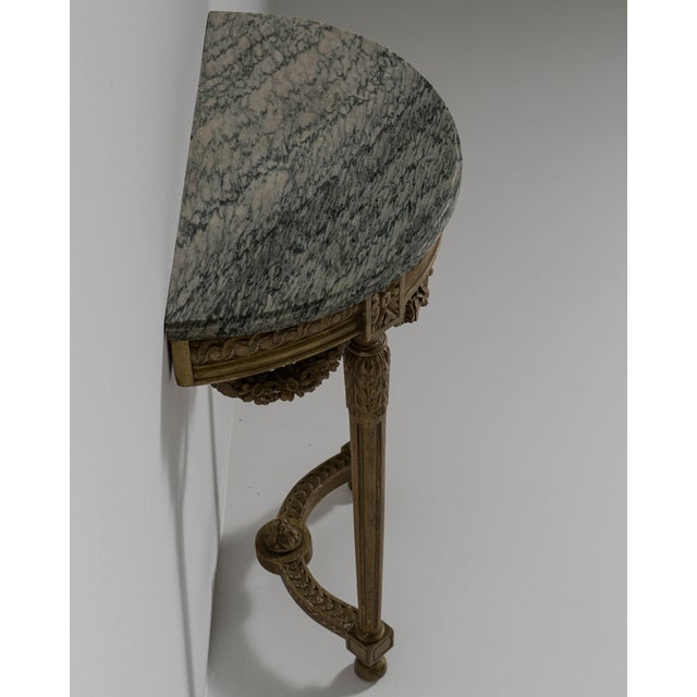 Wood Early 20th Century French Gold Louis XVI Giltwood Console Table with Marble Top For Sale - Image 7 of 14
