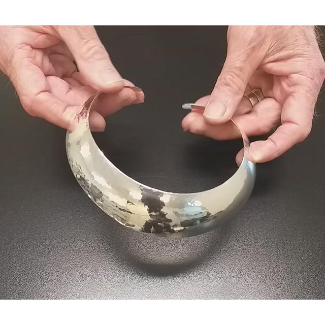 Ultra Wide Sterling Silver Collar, Gerhard Herbst Studio Neckpiece, American Modernist, Mid Century Style, Vintage For Sale - Image 10 of 13