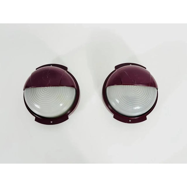 Mid-Century Italian Wall Lamps in Metal and Glass, 1960s, Set of 2 For Sale - Image 3 of 12