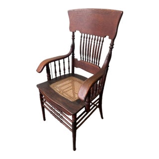 1905 Horrocks Desk Co. Oak & Cane Arm Chair For Sale