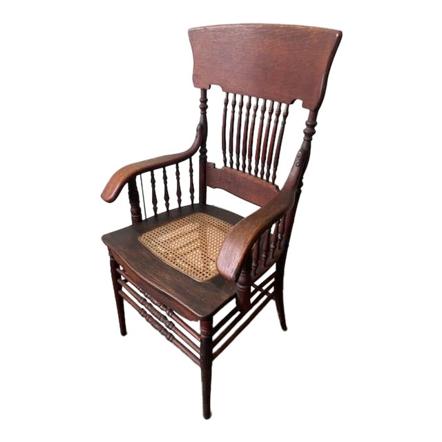 1905 Horrocks Desk Co. Oak & Cane Arm Chair For Sale