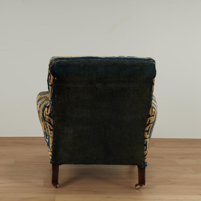 Antique English Victorian Armchair Upholstered in a Chinese Rug For Sale - Image 14 of 14