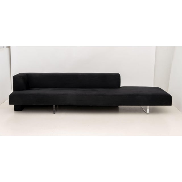Vladimir Kagan "Omnibus" Black Suede Upholstered Sofa For Sale - Image 9 of 10