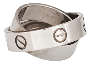 Cartier Secret Love Ring Size 53 6 1/4 18k White Gold Fine Signed Jewelry Pendant