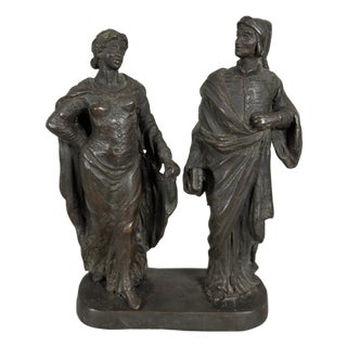 Antique Bronze of Dante Alighieri and Beatrice, 19th Century For Sale