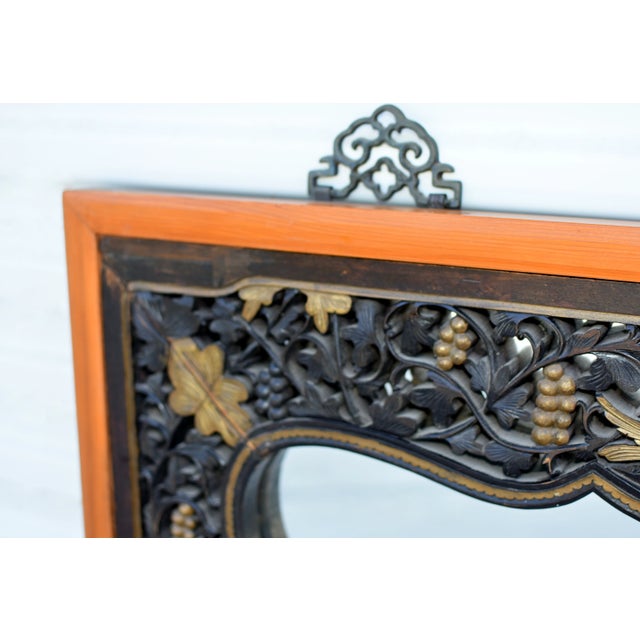 Chinese Mirror With Antique Carving Grapevine Wealth For Sale - Image 12 of 14