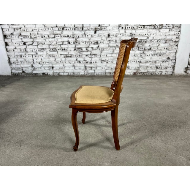 French Provincial Louis XV Style Cane Dining Chairs, Reupholstered Set of 4 Chairish