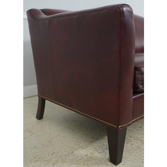 Ethan Allen Burgundy Leather Modern Sofa For Sale In Philadelphia - Image 6 of 18