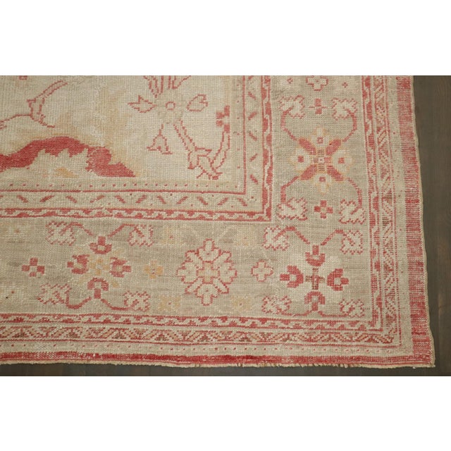 Red Ivory Medallion Oversize Antique Turkish Oushak Carpet - 11'4" x 16'6" For Sale - Image 9 of 16