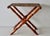 Vintage French Beechwood and Tapestry Folding Luggage Rack Nailhead Detail For Sale - Image 10 of 18