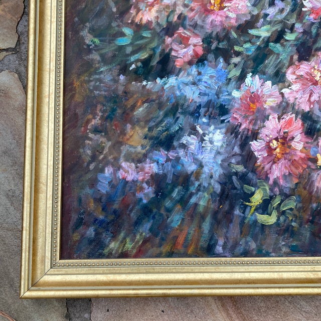Vintage Floral Still Life Oil on Canvas Signed Denver ~ Framed For Sale - Image 4 of 10