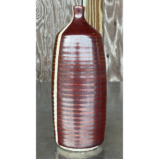 Vintage Boho 1977 Signed Studio Pottery Vase For Sale - Image 4 of 6