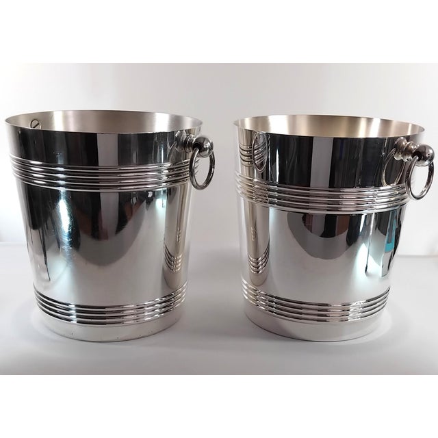Two Christofle Biarritz champagne coolers. The Biarritz model was part of Christofle's Gallia collection in the 1950s. Its...