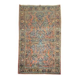 Antique Persian Sarouk Intermediate Size Rug For Sale