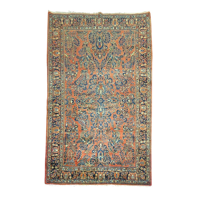 Antique Persian Sarouk Intermediate Size Rug For Sale
