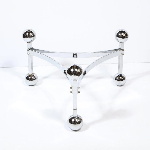 Mid-Century Modern Polished Chrome & Glass Cocktail with Spherical Detailing For Sale - Image 12 of 13