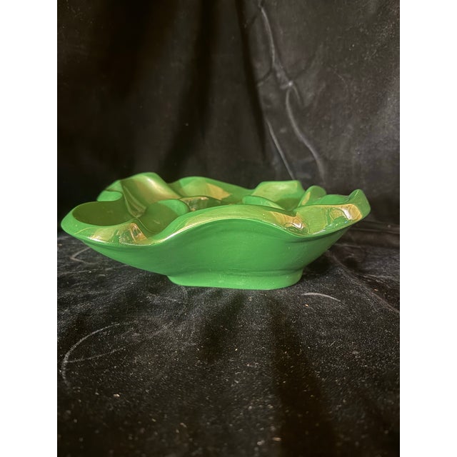 Green 1970s Art Deco Malachite Green Ceramic Bowl For Sale - Image 8 of 9