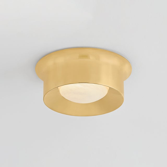 Modern Hudson Valley Lighting Noxon 13.75 in. 1 Light Flush Mount in Aged Brass Finish For Sale - Image 3 of 6