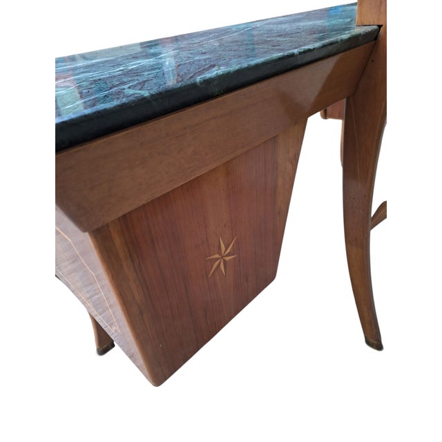 Green Vintage Mirrored Dressing Table with Marble Top and Stool by Mario Cereghini, 1940s, Set of 2 For Sale - Image 8 of 13